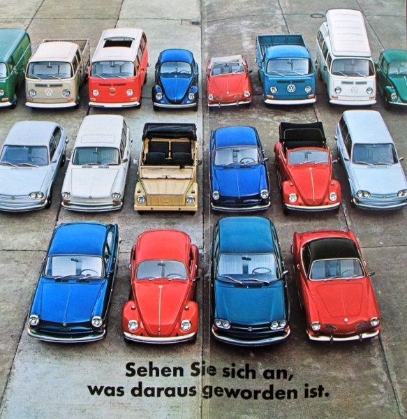 Volkswagen Modelprogram 1969 "Mit einem Kaefer fing alles an" Carbrochure (7746)